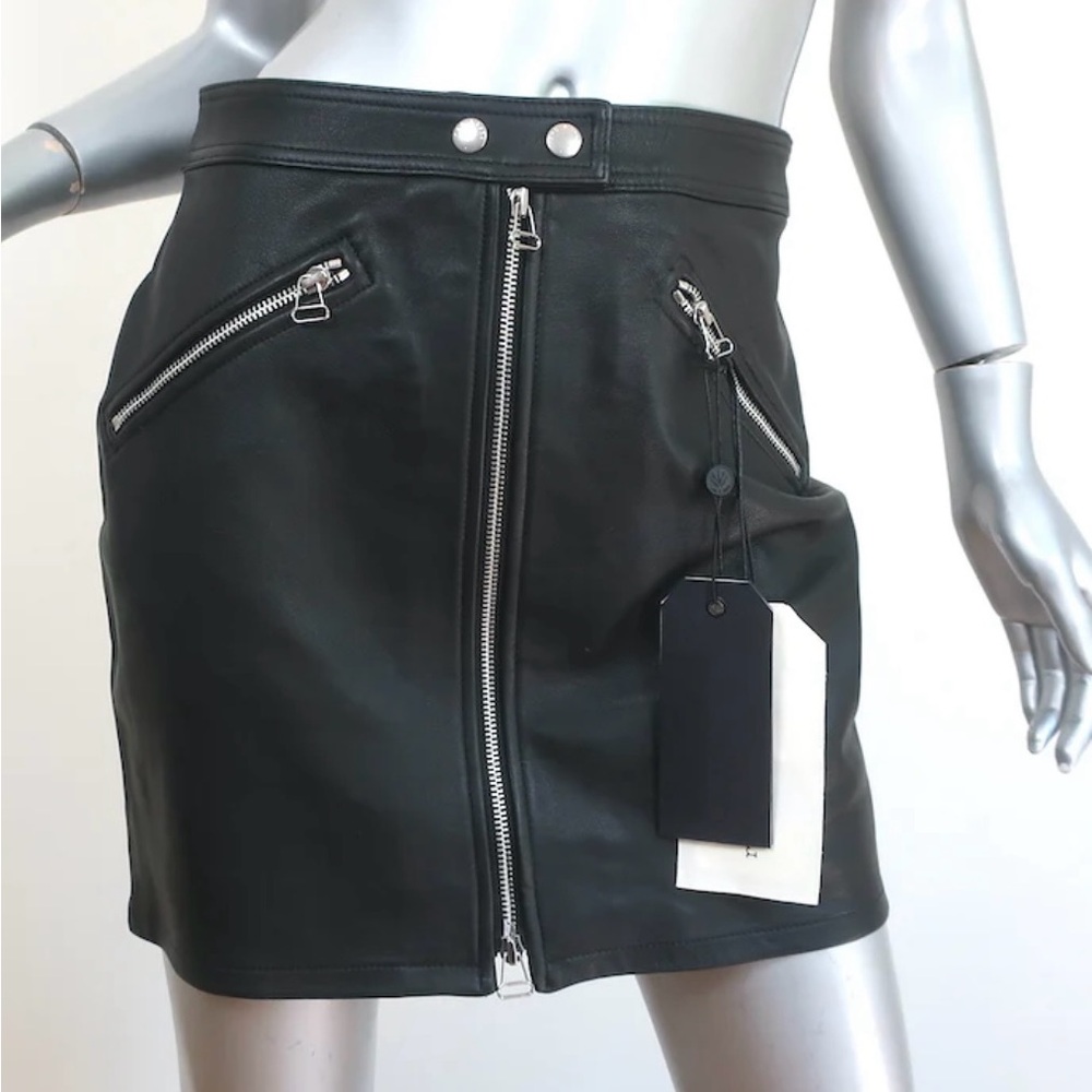 RAG & BONE/JEAN RACER MINI SKIRT BLACK LEATHER